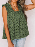 Square Neck Ruffle Sleeveless Floral Tank Top Shopvhs.com
