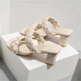 Square Toe Chunky Heel Solid Color Sandals Shopvhs.com