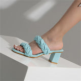 Square Toe Chunky Heel Solid Color Sandals Shopvhs.com