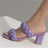 Square Toe Chunky Heel Solid Color Sandals Shopvhs.com