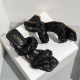 Square Toe Chunky Heel Solid Color Sandals Shopvhs.com