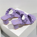 Square Toe Chunky Heel Solid Color Sandals Shopvhs.com