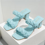 Square Toe Chunky Heel Solid Color Sandals Shopvhs.com