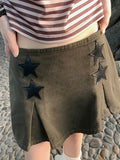 Star Patch Washed Denim Skirt Shopvhs.com