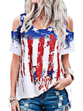 Star Print Off-Shoulder Short-Sleeved T-Shirt Shopvhs.com