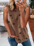 Star Print Sleeveless Pullover Racer Top Shopvhs.com