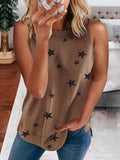 Star Print Sleeveless Pullover Racer Top Shopvhs.com