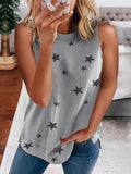 Star Print Sleeveless Pullover Racer Top Shopvhs.com