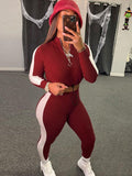 Stitching long-sleeved tight-fitting sports fitness suit women Shopvhs.com