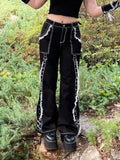 Straight Lace Panel Ribbon Chain Jeans Shopvhs.com