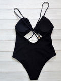 Strap Tie Front Hollow Triangle One-piece Swimsuit Shopvhs.com