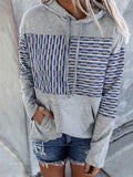 Striped Pocket Long Sleeve Casual Hoodie Shopvhs.com