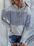 Striped Pocket Long Sleeve Casual Hoodie Shopvhs.com