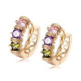 Stud Earrings Gold Plated Colorful Hollow Earrings Women'S Elegant Jewelry Shopvhs.com