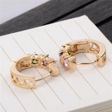 Stud Earrings Gold Plated Colorful Hollow Earrings Women'S Elegant Jewelry Shopvhs.com
