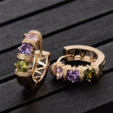 Stud Earrings Gold Plated Colorful Hollow Earrings Women'S Elegant Jewelry Shopvhs.com