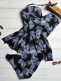 Summer Leaf Pattern Printed Two Piece Swimsuit Dress Shopvhs.com