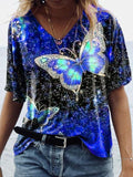 Summer Short-sleeved Butterfly Print T-shirt Shopvhs.com