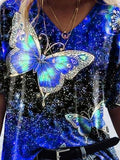 Summer Short-sleeved Butterfly Print T-shirt Shopvhs.com