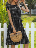 Summer Wearing Polka Dots Printed Slim Dresses For Women Shopvhs.com