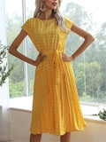 Summer Wearing Polka Dots Printed Slim Dresses For Women Shopvhs.com