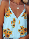 Sunflower V-neck Strap Tank Top Shopvhs.com