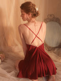 Sweet Solid Color Backless Sling Nightdress Shopvhs.com