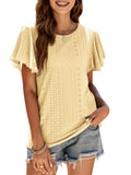 T-Shirt Cutout Tunic Ruffle Sleeve Casual Top Shopvhs.com