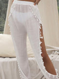 Tassel Detail Split Thigh Cover Up Pants Shopvhs.com