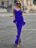 Temperament Backless Slit Raw Edge Evening Dress Shopvhs.com