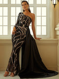 Temperament Banquet One-shoulder Small Trailing Evening Dress Shopvhs.com