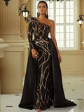 Temperament Banquet One-shoulder Small Trailing Evening Dress Shopvhs.com