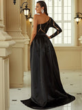 Temperament Banquet One-shoulder Small Trailing Evening Dress Shopvhs.com