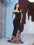 Temperament Black Word Neck Slim Evening Dress Shopvhs.com