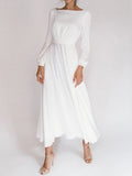 Temperament Long Sleeve Round Neck Backless Swinging Evening Dress Shopvhs.com