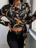 Temperament Long Sleeve Star Tie Blouses Shopvhs.com