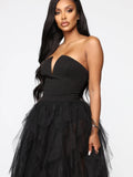 Temperament Mesh Tube Top Swing Evening Dress Shopvhs.com