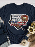 There's No Place Like Home Baseball Print Short Sleeve T-shirt Shopvhs.com