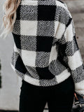 Thick Stand Collar Plaid Long Sleeve Hoodie Shopvhs.com