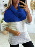 Three-Color Stitching Round Neck Bib Long Sleeve Sweater Shopvhs.com