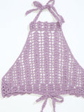Tie Back Crochet Halter Cover Up Top Shopvhs.com