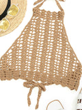 Tie Back Crochet Halter Cover Up Top Shopvhs.com