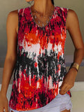 Tie-Dye Printed Crew Neck Sleeveless Tank Top Shopvhs.com