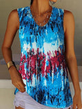 Tie-Dye Printed Crew Neck Sleeveless Tank Top Shopvhs.com