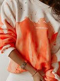 Tie-Dye Printed Long Sleeve Round Neck Hoodies Shopvhs.com