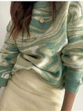 Tie-Dye Printed Round Neck Pullover Long Sleeve Sweater Shopvhs.com