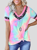 Tie-dye Printed Short-sleeved V-neck T-shirt Shopvhs.com