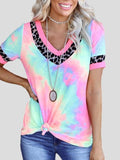 Tie-dye Printed Short-sleeved V-neck T-shirt Shopvhs.com