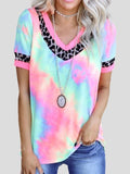 Tie-dye Printed Short-sleeved V-neck T-shirt Shopvhs.com