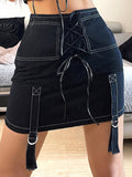 Topstitched Contrast Slim Short Skirt Shopvhs.com